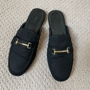 Forever 21 Black Mules with Gold Accent